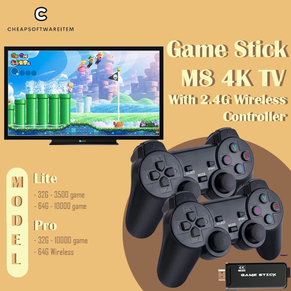 Retro Game Console Stick, 64G Nostalgia Game Stick with 20000+ Video Games,  9 Emulator Console Plug and Play for TV, Retro Play Compatible with