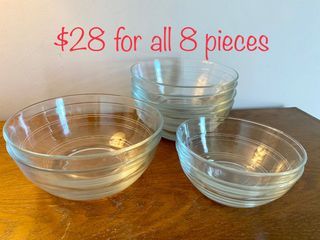 Made  in France 🇫🇷 Vintage Duralex (acquired by parent company of Pyrex D 17 cm  (@ $4) & 14 cm  (@ $3) Clear Glass Bowls 