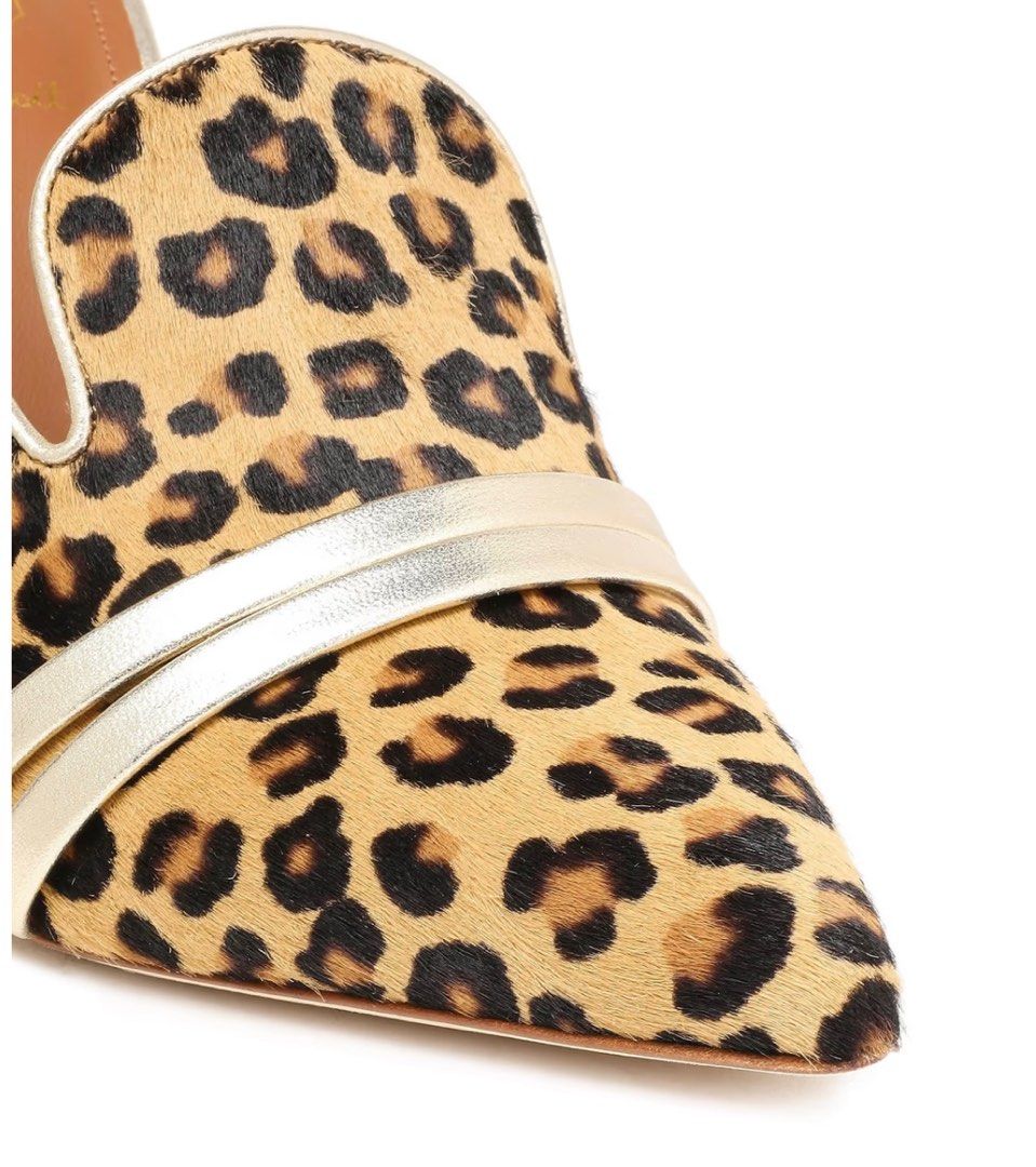 MALONE SOULIERS Metallic leather trimmed leopard print calf hair