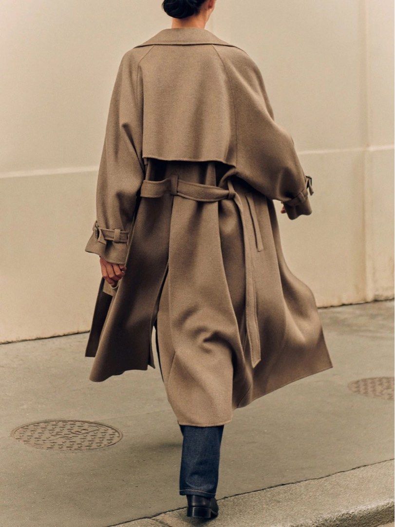 Massimo dutti wool coat with belt on sale