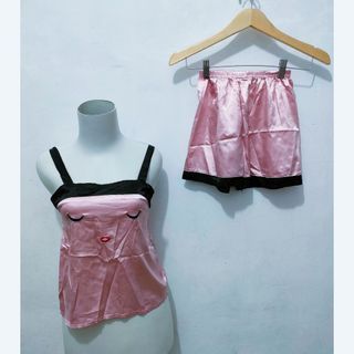NET ! Piyama Tanktop set celana pendek hotpants renda mewah / sleepwear Import