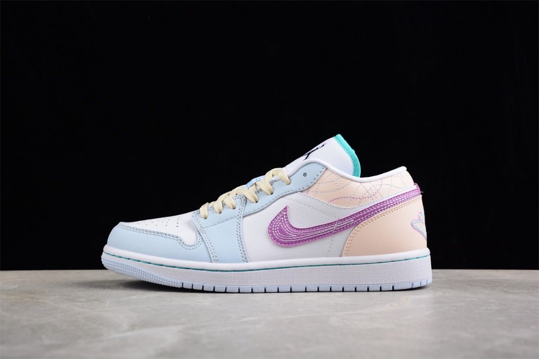 NIKE Air Jordan 1 Low Multi Color Sashiko White Pink shoes Euro 36