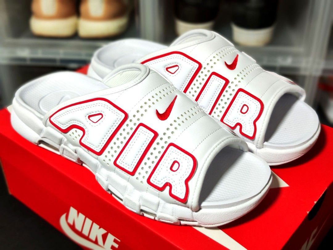 Nike Air More Uptempo Slide White and University Red ナイキ エア ...