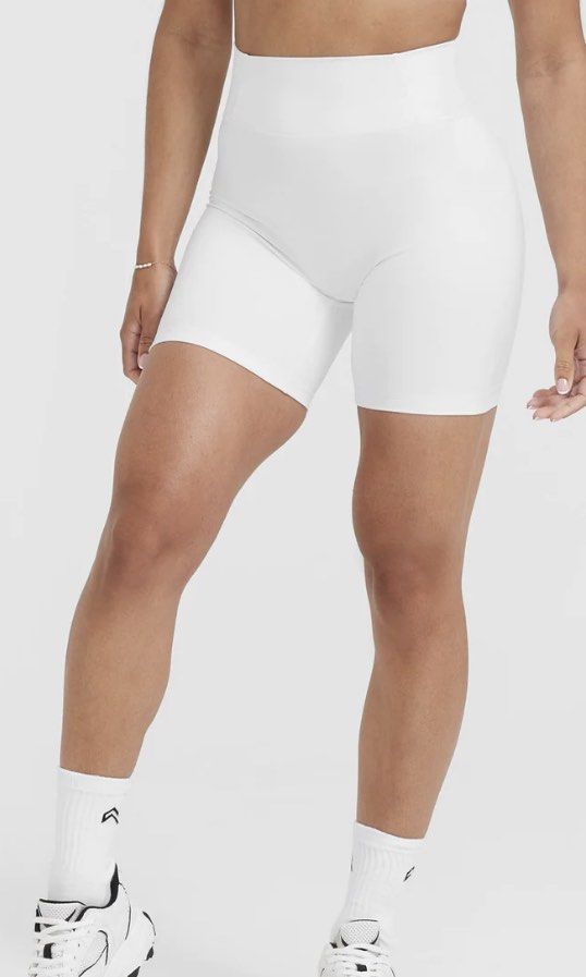 White high store waisted bike shorts