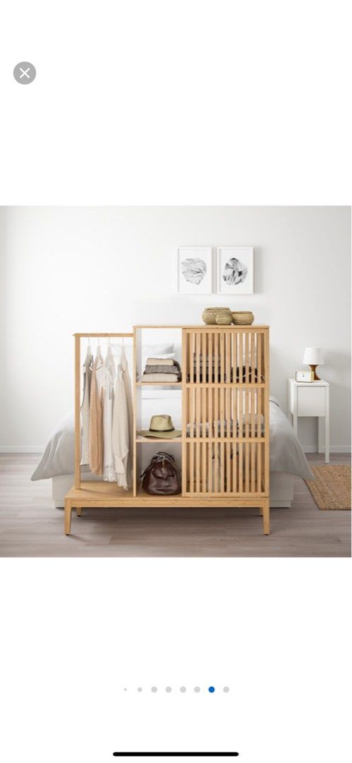 Open wardrobe Ikea NORDKISA Open wardrobe with sliding door Bamboo ...