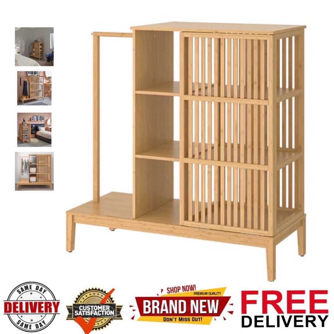 Open wardrobe Ikea NORDKISA Open wardrobe with sliding door Bamboo