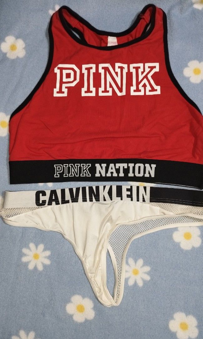 PINK by VS and CALVIN KLEIN Bundle (Category: Undergarments & Loungewear) located in Pasay City. Submitted by awesomedoxie (Listing ID 1265814395, Image 2). Description: SALE FOR THE WHOLE MAY! 🫶 Pink by VS Top -halter -stretchy -small to medium -used twice (pambahay hehe) -authentic from vs store - P450 Calvin Klein -thong, underwear -new, washed, never used -small to medium (up to 29in waist) -authentic from ck store - P400 both for P700✨ #lin