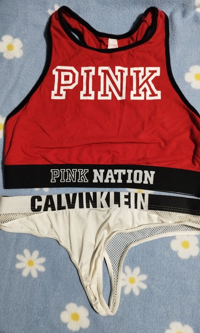 PINK by VS and CALVIN KLEIN Bundle (Category: Undergarments & Loungewear) located in Pasay City. Submitted by awesomedoxie (Listing ID 1265814395, Image 1). Description: SALE FOR THE WHOLE MAY! 🫶 Pink by VS Top -halter -stretchy -small to medium -used twice (pambahay hehe) -authentic from vs store - P450 Calvin Klein -thong, underwear -new, washed, never used -small to medium (up to 29in waist) -authentic from ck store - P400 both for P700✨ #lin