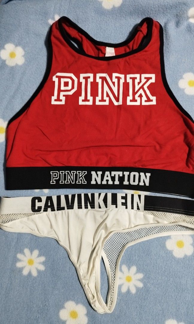 PINK by VS and CALVIN KLEIN Bundle (Category: Undergarments & Loungewear) located in Pasay City. Submitted by awesomedoxie (Listing ID 1265814395, Image 3). Description: SALE FOR THE WHOLE MAY! 🫶 Pink by VS Top -halter -stretchy -small to medium -used twice (pambahay hehe) -authentic from vs store - P450 Calvin Klein -thong, underwear -new, washed, never used -small to medium (up to 29in waist) -authentic from ck store - P400 both for P700✨ #lin