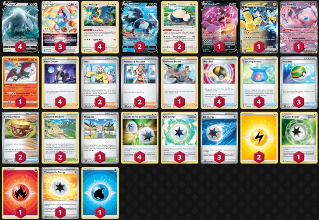 Pokemon TCG Colorless Lugia VSTAR Archeops Deck with Iron Hands ex