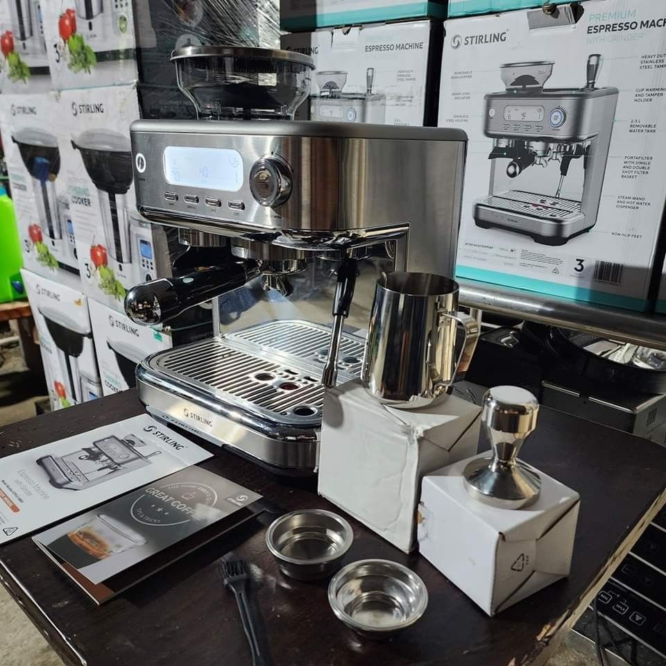 PREMIUM STIRLING ESPRESSO MACHINE WITH BUILT IN COFFEE GRINDER, TV & Home Appliances, Kitchen