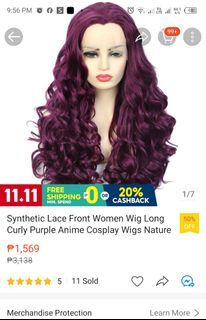 Purple lace front free parting wig