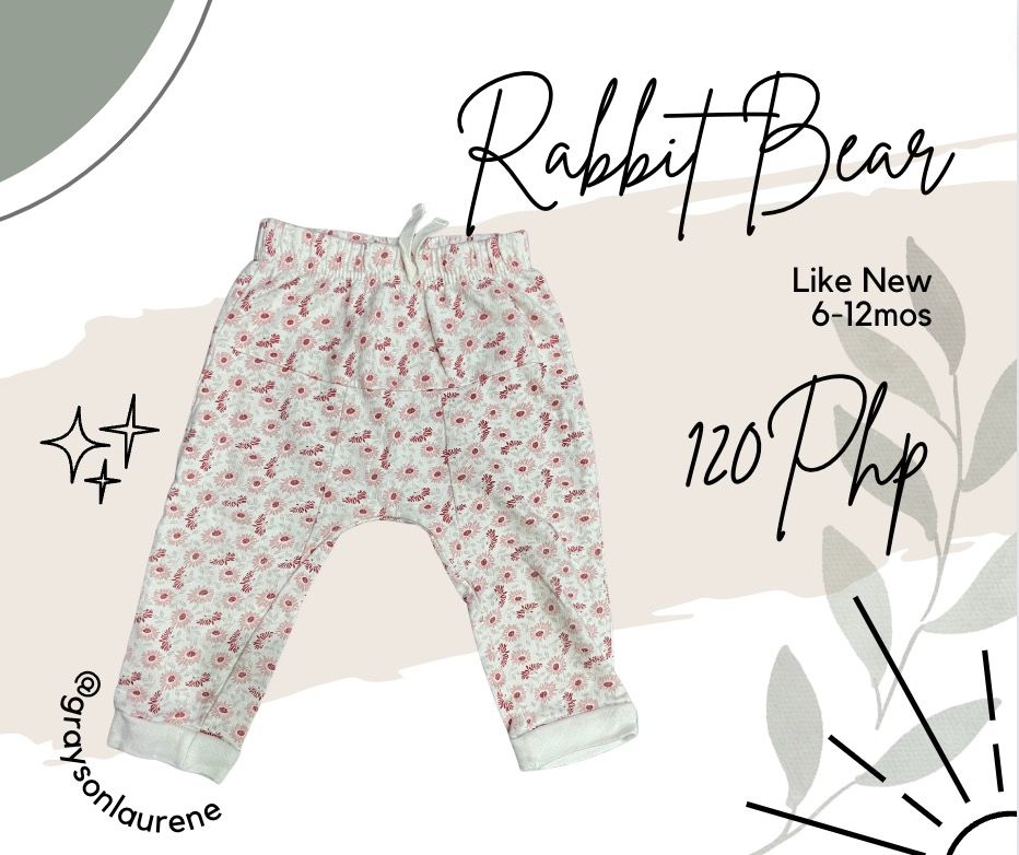 Rabbit Bear Harlem Pants 6-12mos, Babies & Kids, Babies & Kids Fashion ...