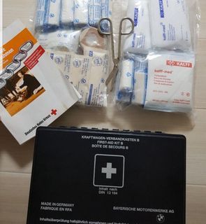 RARE  Medical kit(inside the BMW Hardcase still SEALED). Imported BMW OEM Genuine First Aid Kit DIN 13 164 E30, E32, E34, E36 Complete Unused Medical Emergency Kit Germany