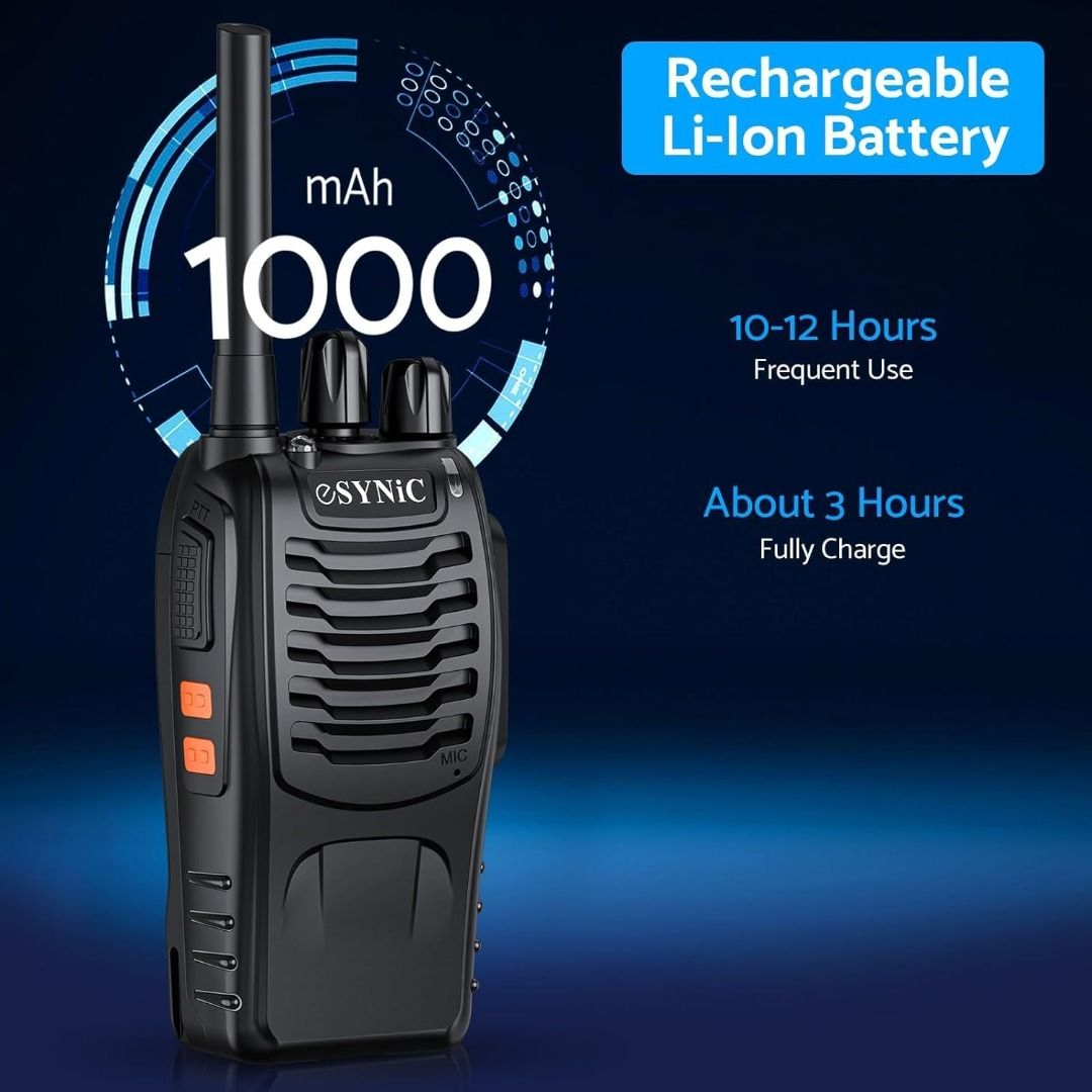 2Pcs Rechargeable Walkie Talkies for Adults Two Way Radios for Outdoors USB  Rechargeable Long Range 22 Channel Adapter, Charger, Battery Included with