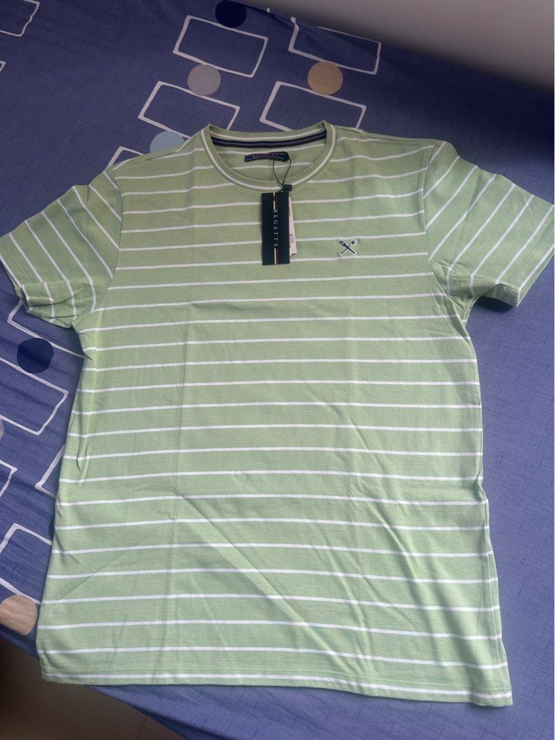 Regatta Light Green Stripe Shirt Large (Category: Tshirts & Polo Shirts ) located in Bocaue. Submitted by mhonluigo (Listing ID 1255853944, Image 1). Description: Regatta Regular Fit Round Neck Tee Color light Green striped white Size Large Brand New with Tag Selling for 400 RFS decluttering .