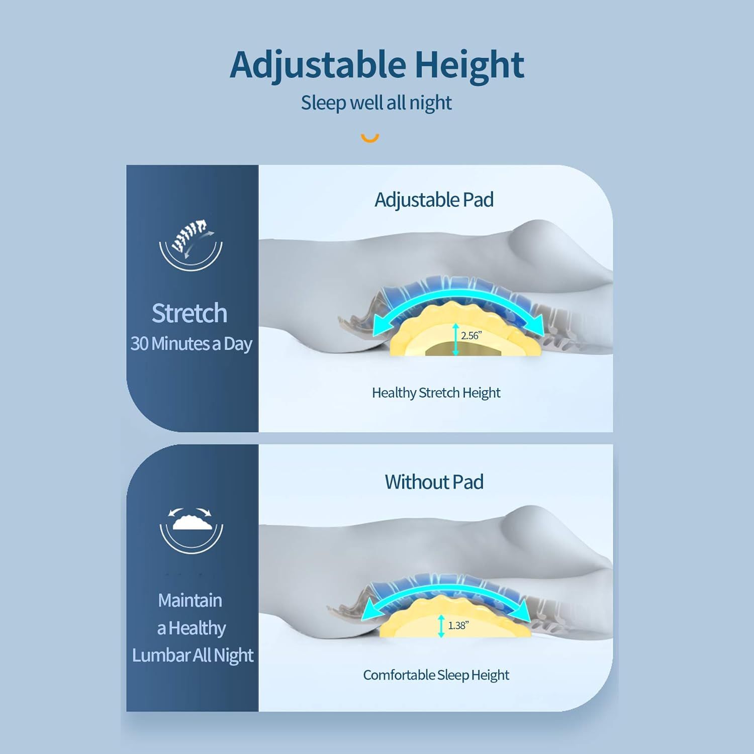 Lower back store stretch with pillow