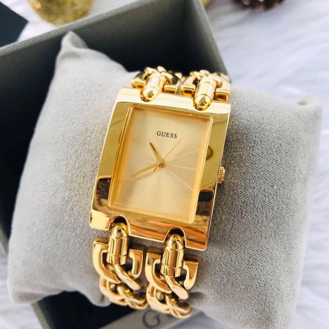 RESTOCK] 💯 ORIGINAL GUESS MOD GOLD DIAL GOLD CHAIN STEEL LADIES WATCH  W1117L2, Women's Fashion, Watches & Accessories, Watches on Carousell
