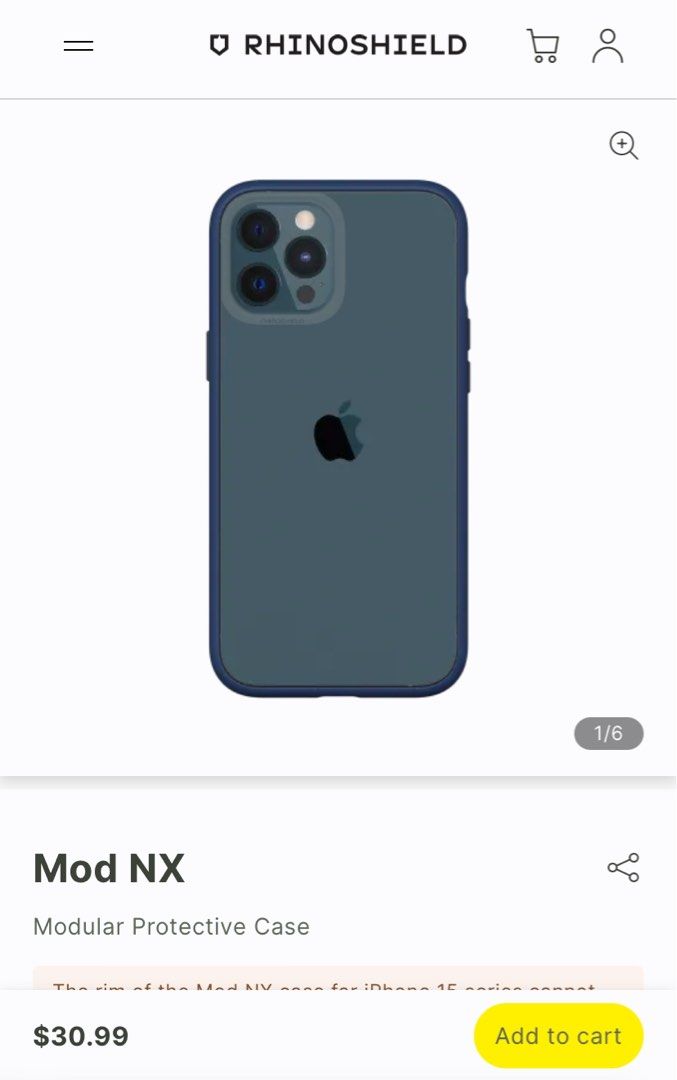 Rhinoshield รุ่น Mod NX - เคส iPhone 15 Pro Max - สี Navy Blue