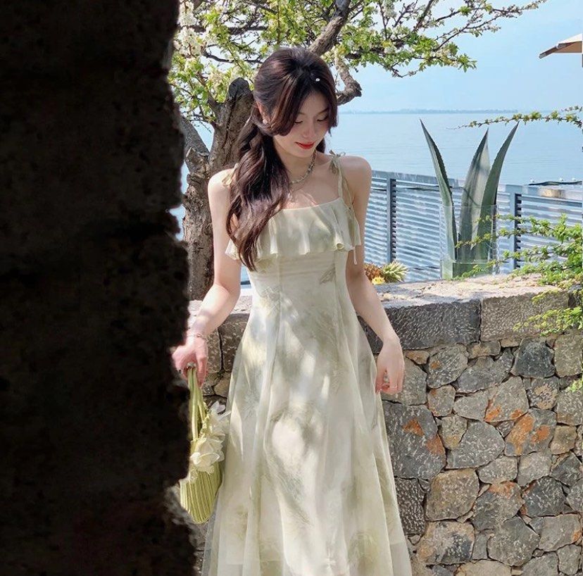 Chiffon top sage dress