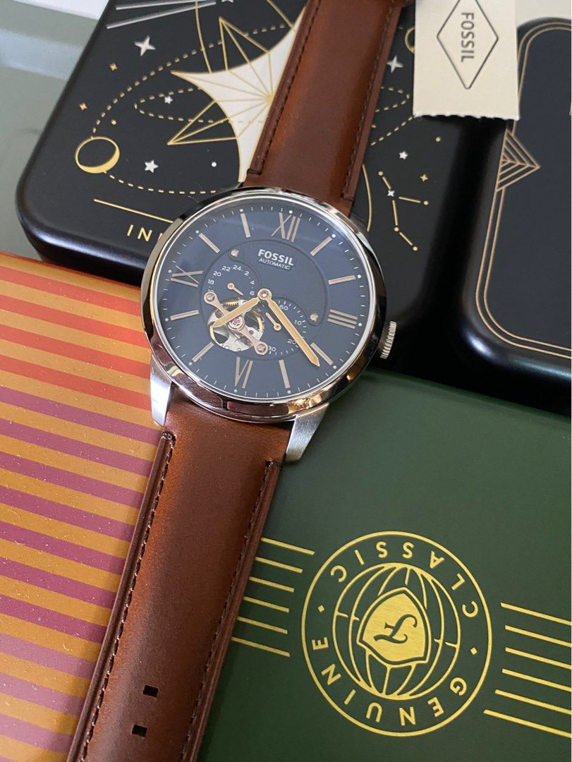 SALE 50 Fossil Townsman Automatic Brown Leather Watch 44mm