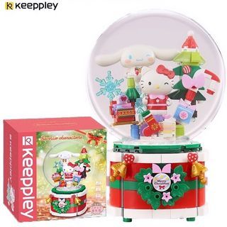 Sanrio Cinnamoroll x Hello Kitty Building Block Wishing Christmas Music Box Decoration