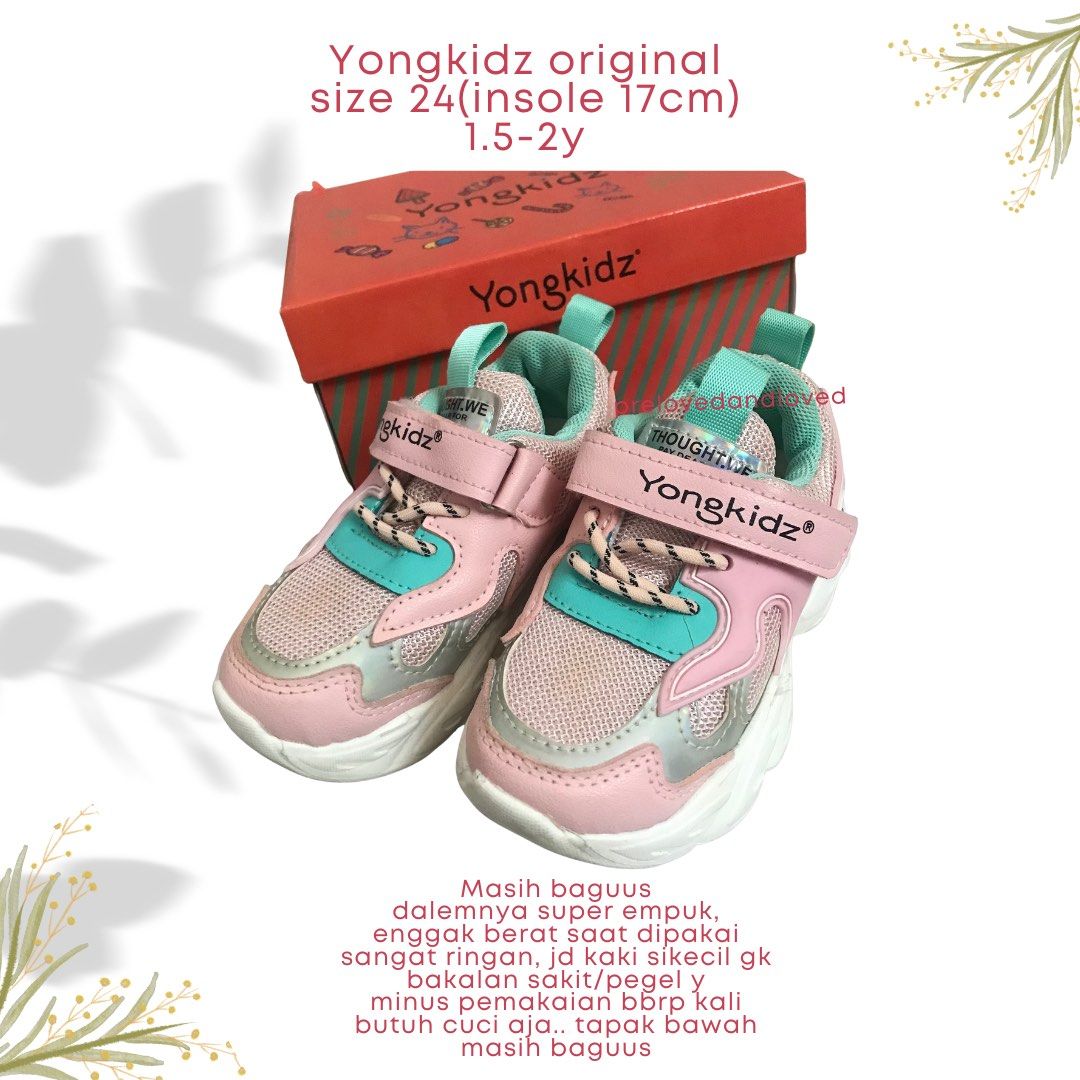 Sepatu sneakers anak yongkidz original size 24 pink, Bayi Anak