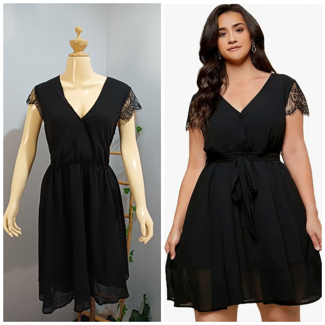 Shein Curve 0XL plus size black laced dress, Women's Fashion, Tops,  Sleeveless on Carousell