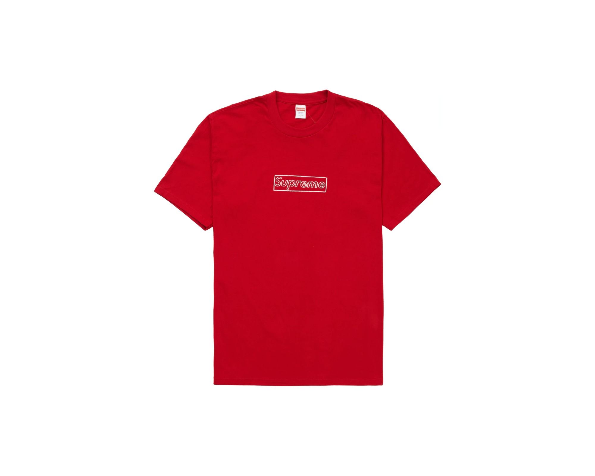 Size 23) Supreme x Kaws Tee 'Chalkboard Box Logo' Red, Men's