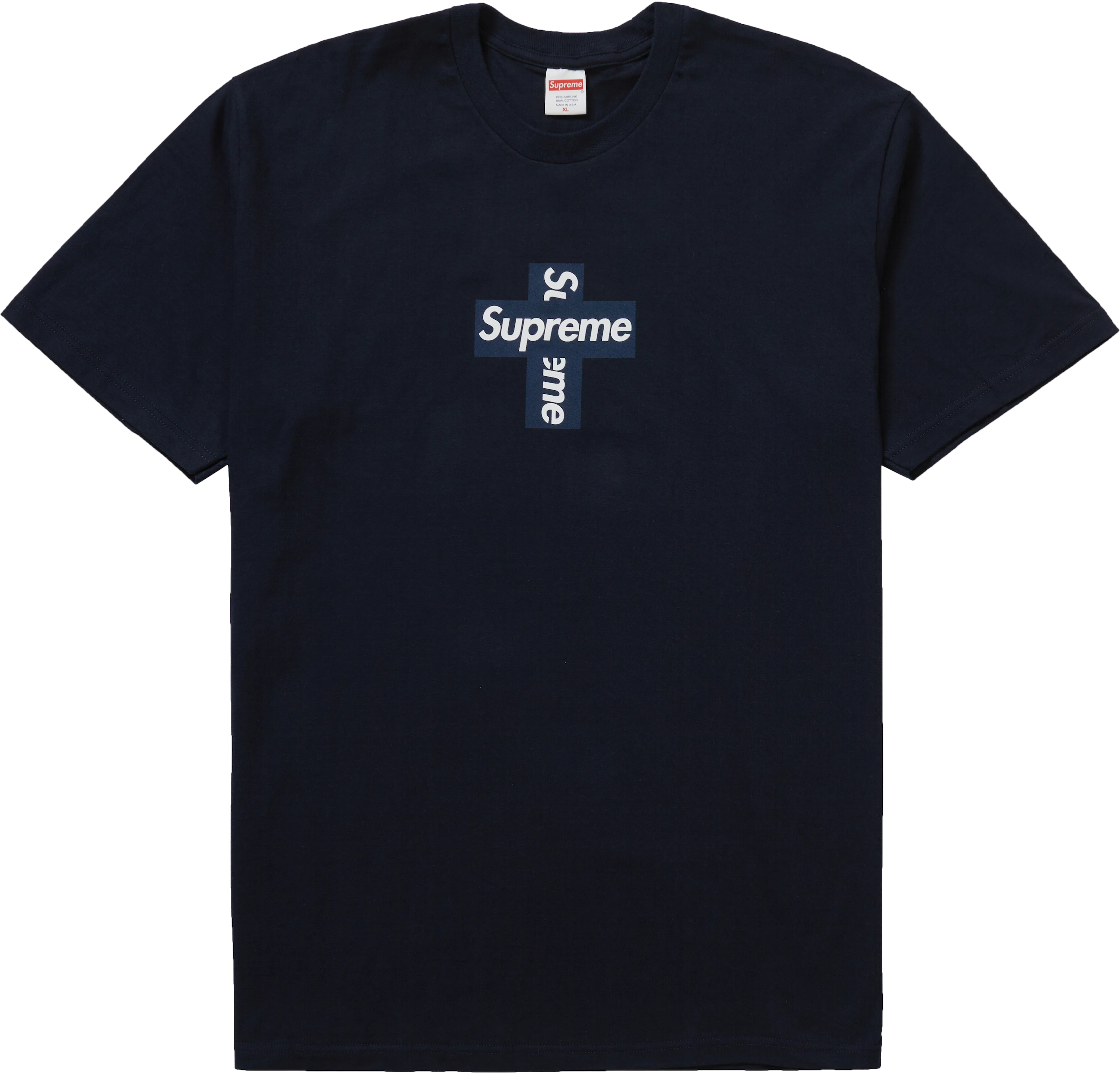 supreme cross box logo tee navy XL
