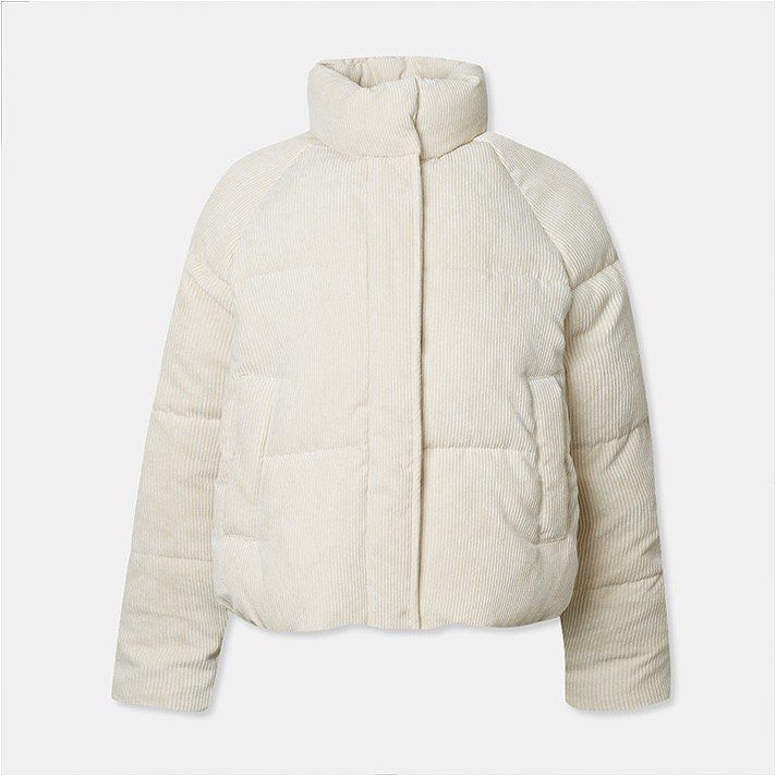 White corduroy puffer jacket on sale