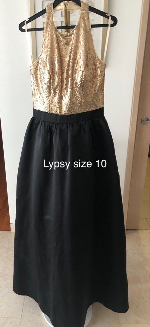 Black top gold outlet bottom dress