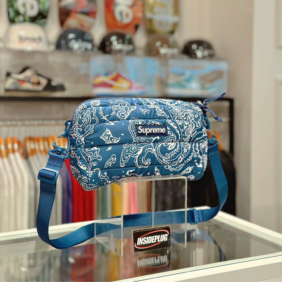 Supreme puffer side bag blue
