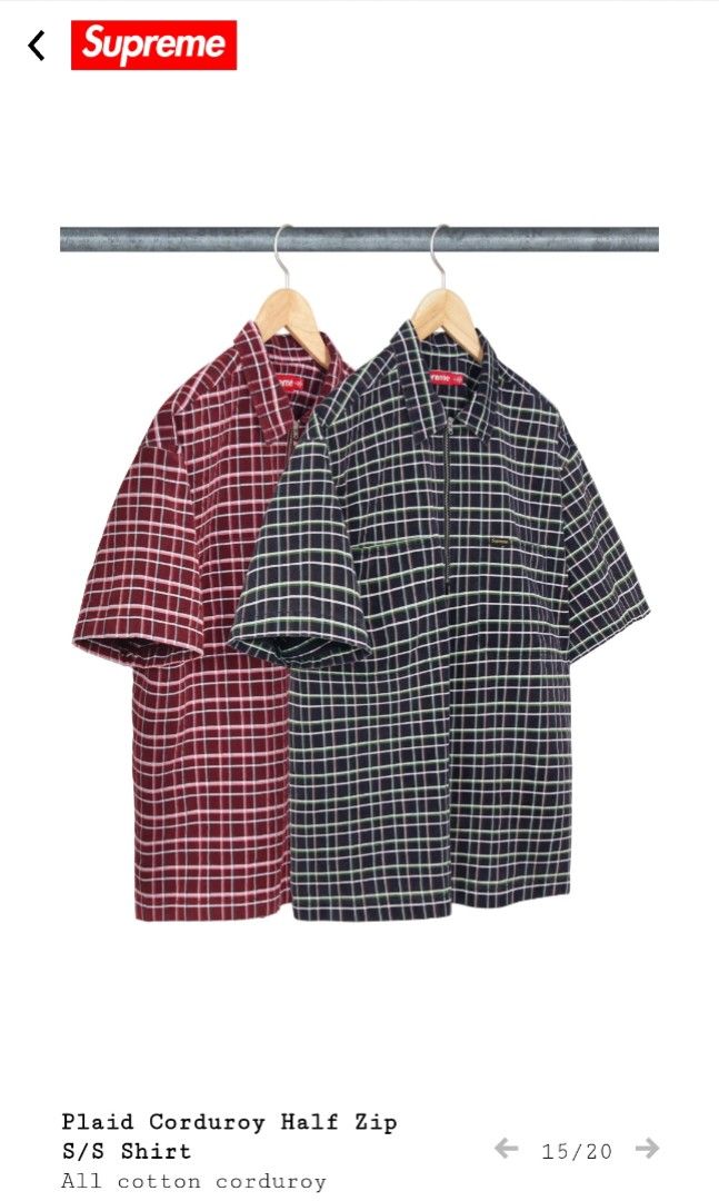 Supreme corduroy half zip shirt deals