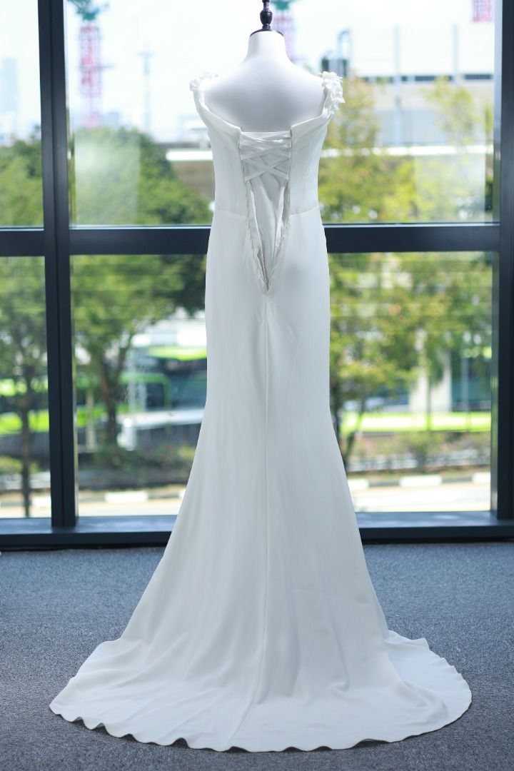 TP1003 Trumpet Gown White Satin ROM Wedding Dress