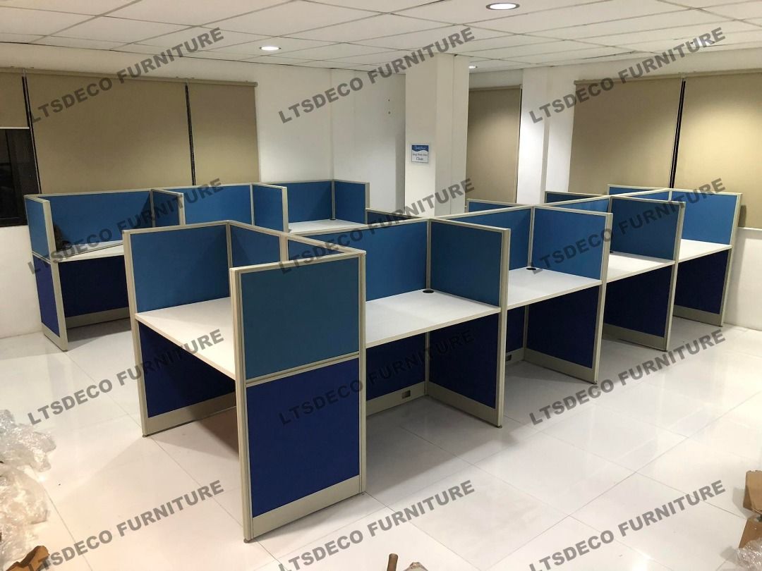 TWO-TONE FISHBONE TYPE CUBICLE OFFICE PARTITION AND FURNITURE ...