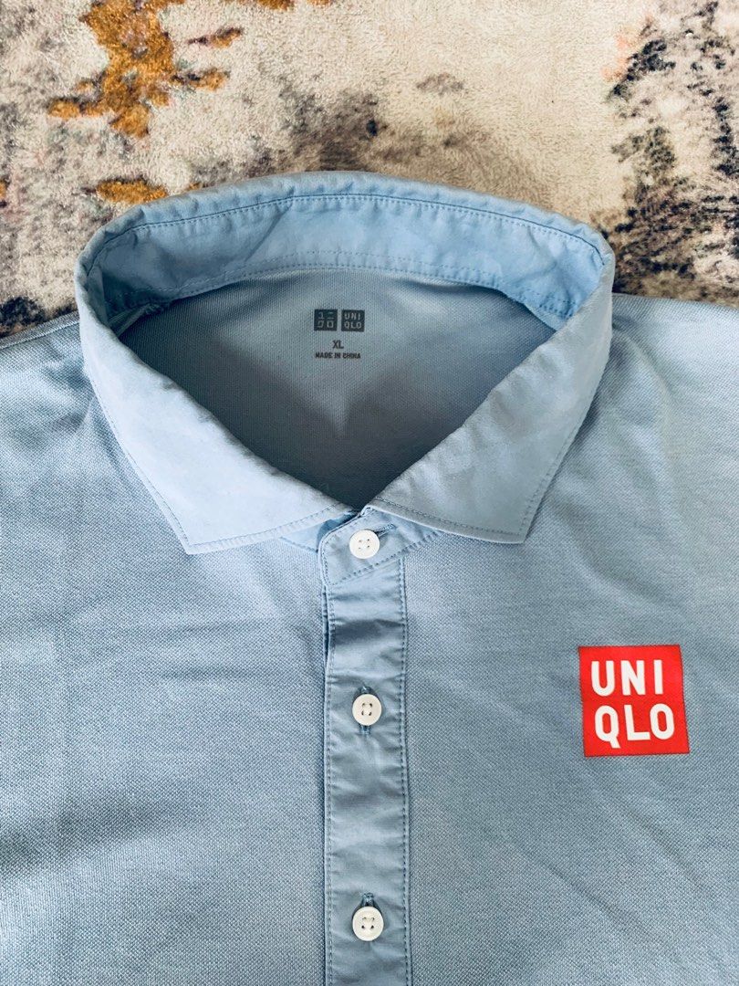 Uniqlo Logo Airism Golf Polo Light Blue Men s Fashion Tops