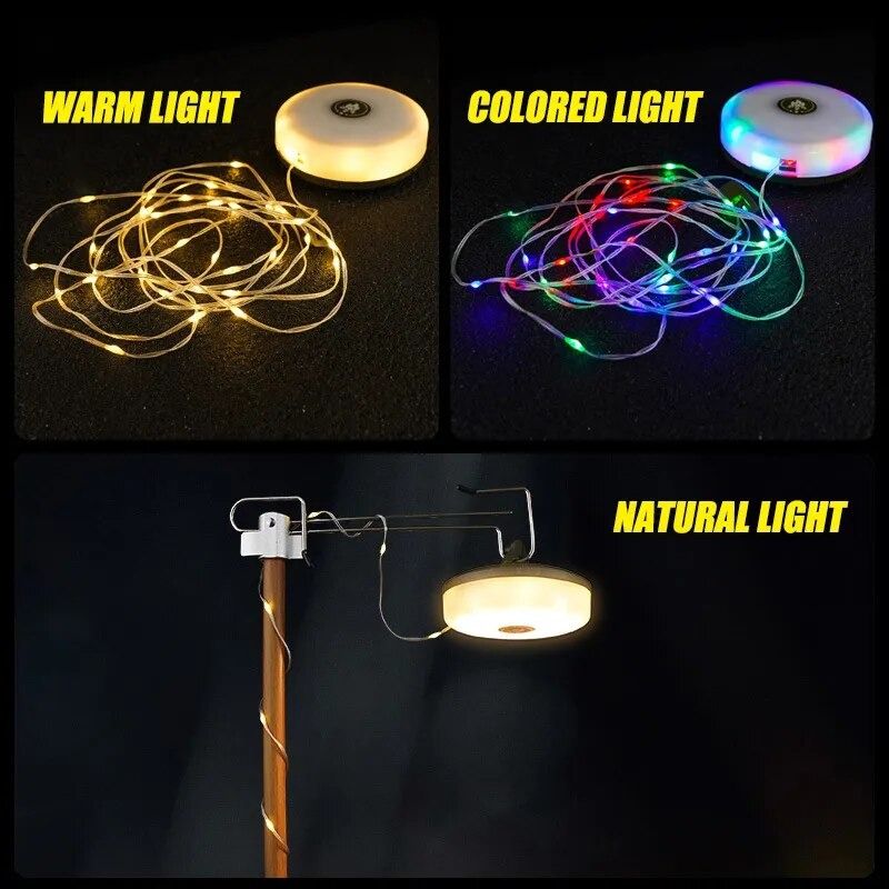 2-in-1 Camping Light LED Reel String Lights Outdoor USB Camping Lamp  Recyclable LED Atmosphere Light For Garden Tent Room Decor, 傢俬＆家居, 燈飾及風扇,  燈飾- Carousell