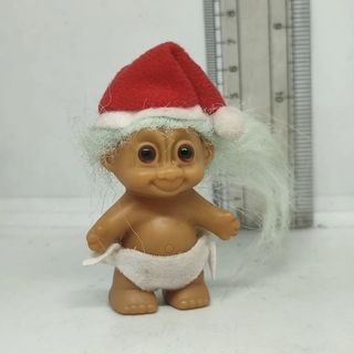 Vintage Mini Figure 2.5' Baby Troll Santa Christmast Original Russ Boneka Santa Natal