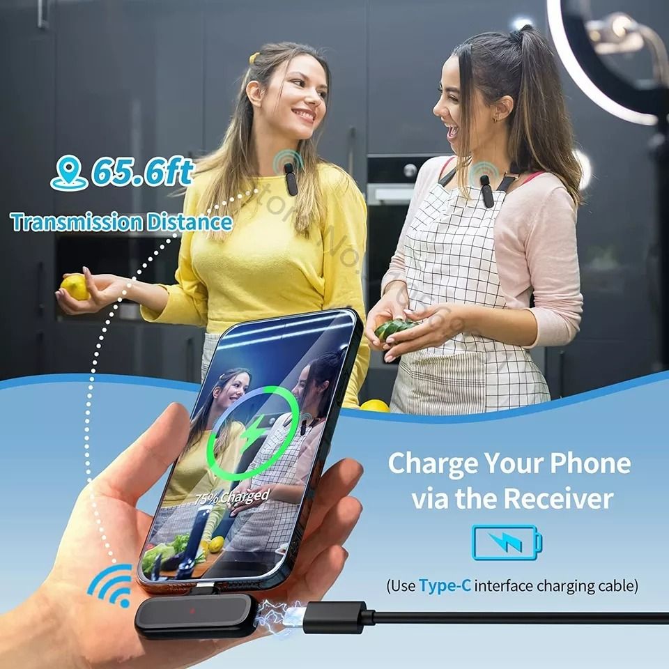 Wireless Microphone with charging box audio video Recording mini Mic with Type C Or lightning connector Compatible for iPhone14ProMax and Samsung S2263235537100929112