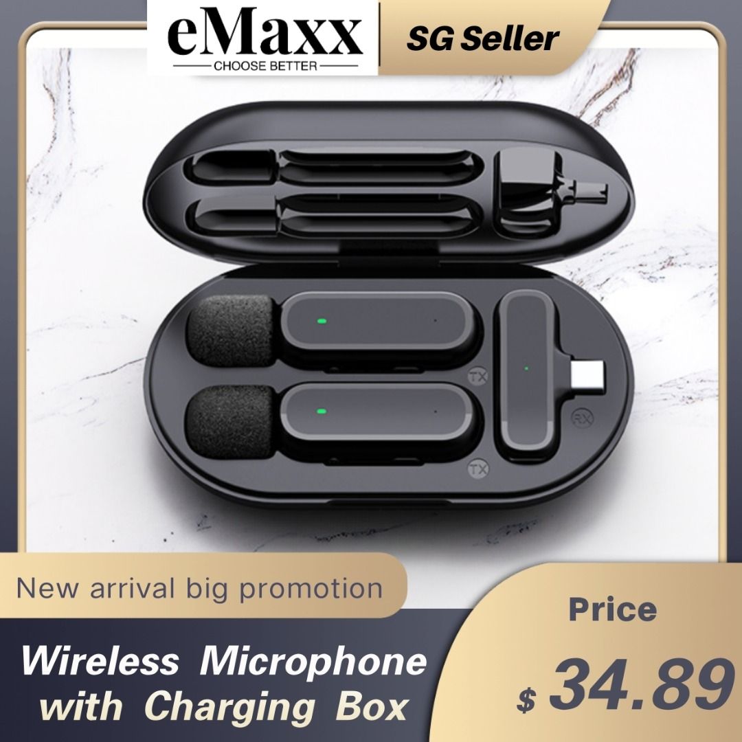 Wireless Microphone with charging box audio video Recording mini Mic with Type C Or lightning connector Compatible for iPhone14ProMax and Samsung S22632355371009291124
