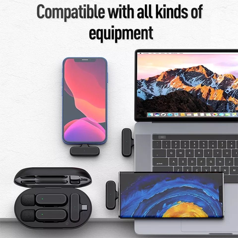 Wireless Microphone with charging box audio video Recording mini Mic with Type C Or lightning connector Compatible for iPhone14ProMax and Samsung S2263235537100929111
