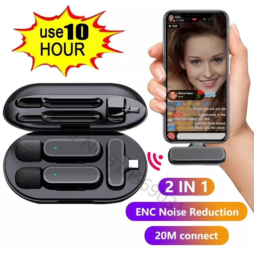 Wireless Microphone with charging box audio video Recording mini Mic with Type C Or lightning connector Compatible for iPhone14ProMax and Samsung S2263235537100929113