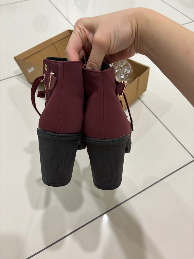 Women Maroon Color High Heels Boots Wedges Women s Fashion