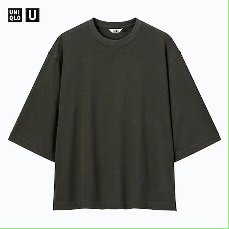 WOMEN Uniqlo U AIRism Cotton Short Sleeve Oversized T-Shirt - wine colour,  Women's Fashion, Tops, Other Tops on Carousell
