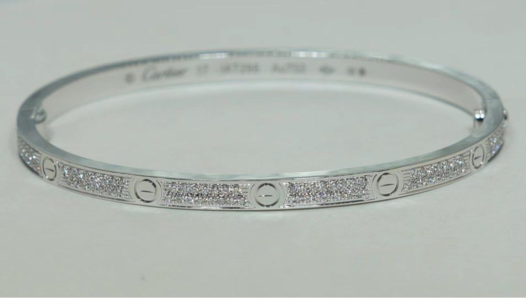 Cartier white gold pave diamond love bracelet on sale