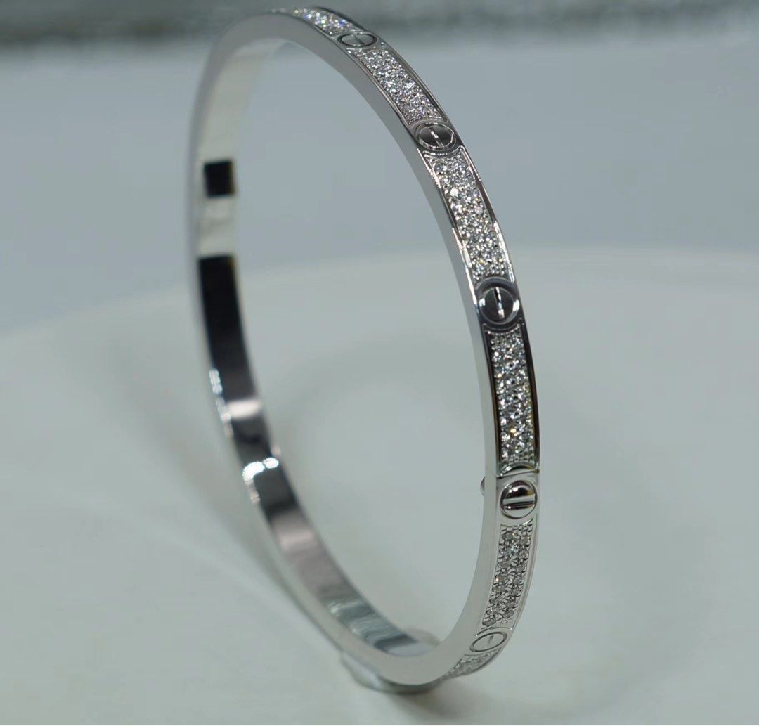 18k Gold Custom Cartier Love Bracelet SM Diamond Paved Women s