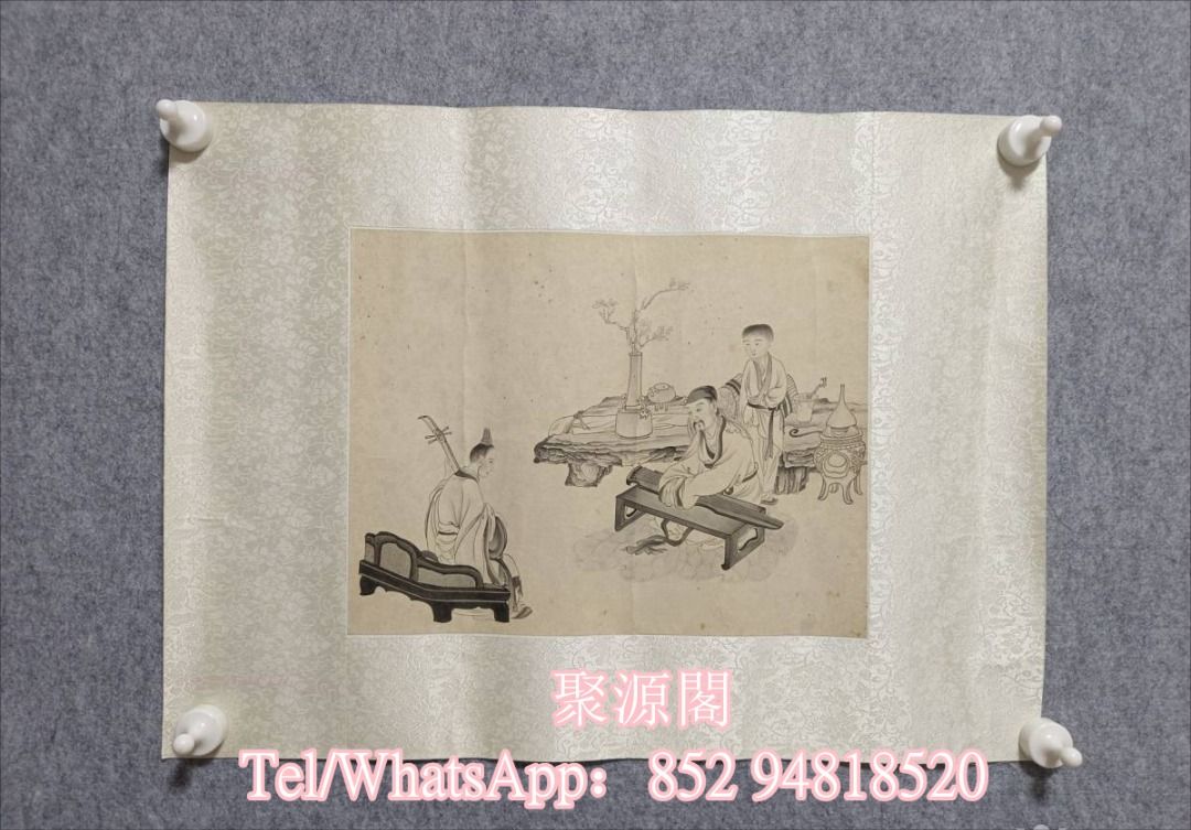 收中國水墨畫，書法字畫，名人字畫， 佚名墨彩人物镜心清代老畫，古代  