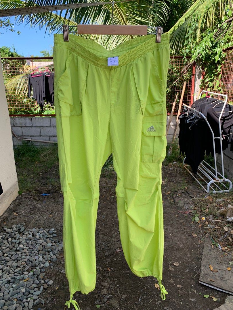 Adidas neon 2025 green track pants