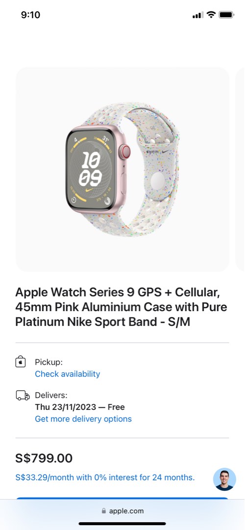 Apple Watch Series 41mm CELピンク